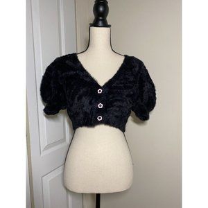 For Love & Lemons Crop Fuzzy Cardigan